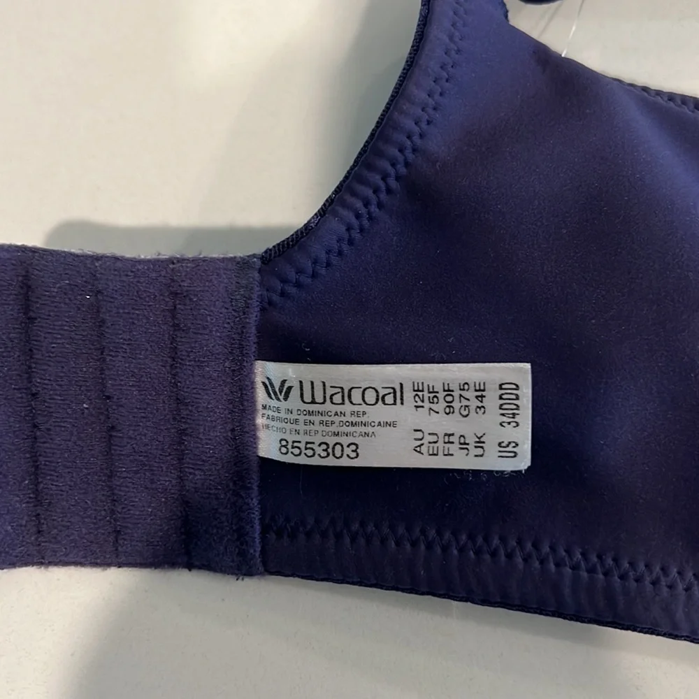 Wacoal Womens 34 DDD Navy Blue 855303 Back Appeal Bra Smoothing - Picture 5 of 5